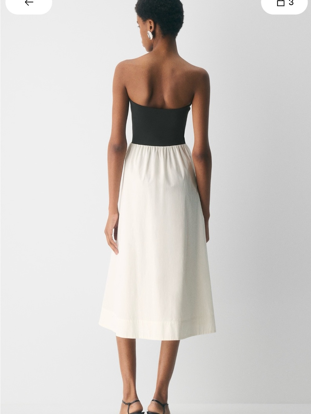 Babaton Black Strapless Bodice with Cream Midi Skirt Dress - Picture 2 of 6